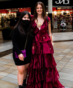 Rebecca Salinas and the model of her dress