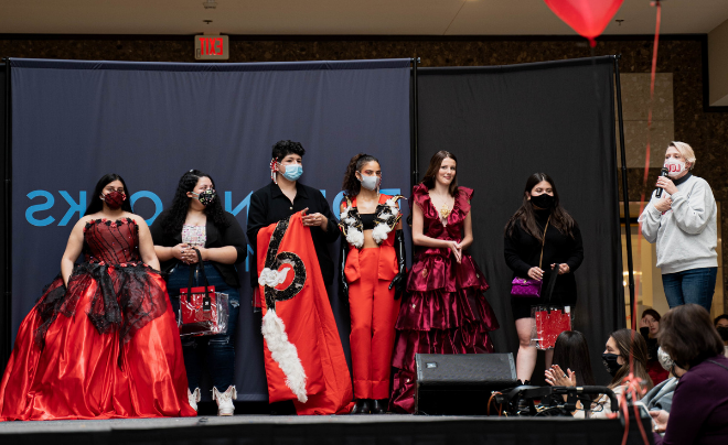 UIW winners, and their models, of the Red Dress Fashion Show